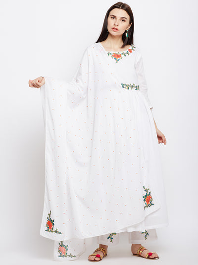 Solid White Cotton Dupatta
