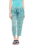 Green printed pants with front tie