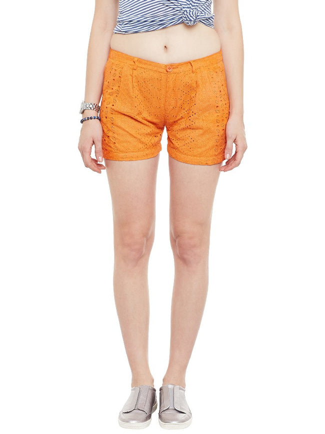 Orange-schiffli-shorts