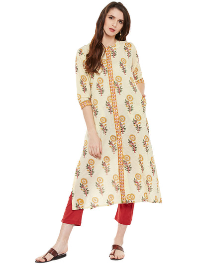 Block printed front open kurta