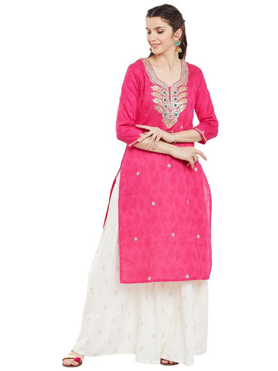 Fushia-kurta-with-gota-patti-work