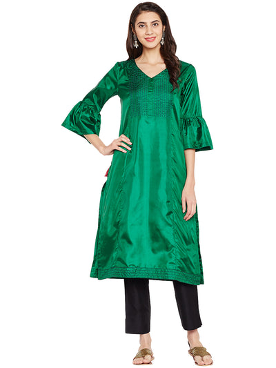 SILK KURTA WITH TASSEL AND STITCH LINE WORK