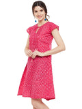 Pink leheriya printed short dress