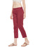Red cotton straight pant with stitch lines at hem