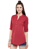 Red-linen-shirt