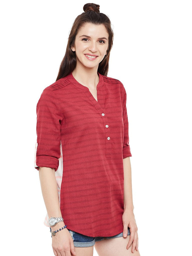 Red-linen-shirt