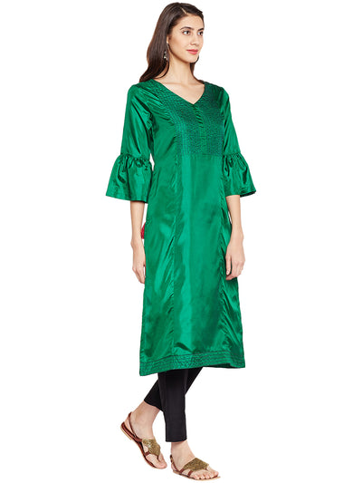 SILK KURTA WITH TASSEL AND STITCH LINE WORK