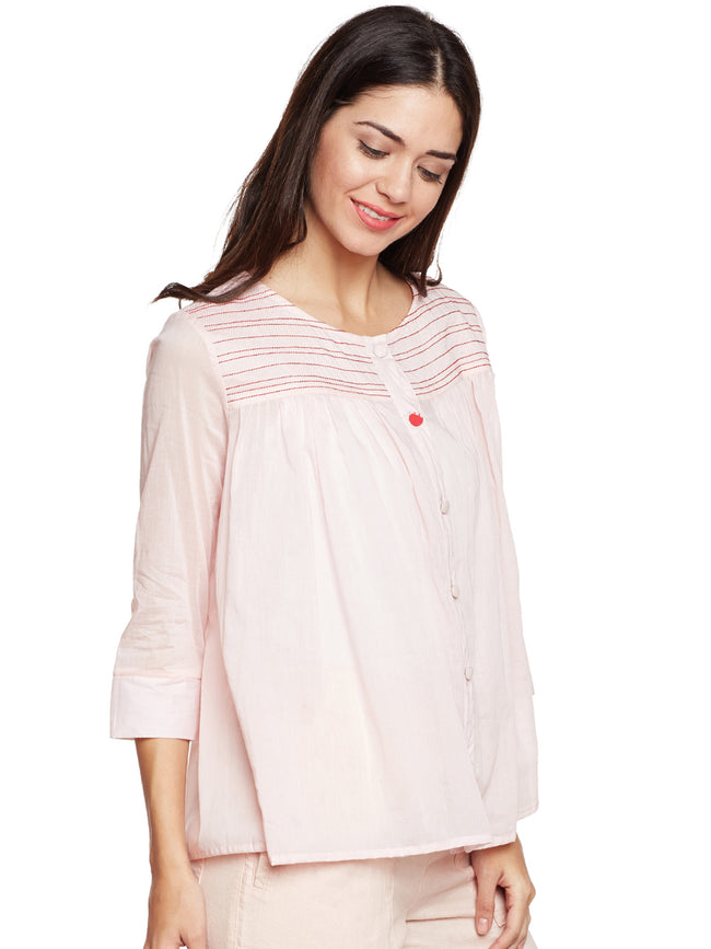 Pink cotton flared top