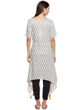 Ikat kurta  with assymetric hem