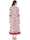 COTTON LONG DRESS WITH STITCH LINES