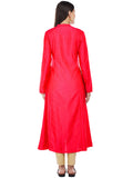 Fuchsia Silk Kurta with Machine Embroidery