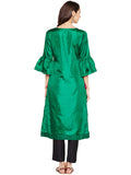 SILK KURTA WITH TASSEL AND STITCH LINE WORK