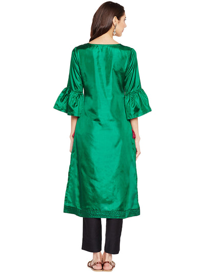 SILK KURTA WITH TASSEL AND STITCH LINE WORK