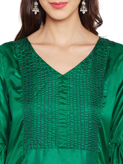 SILK KURTA WITH TASSEL AND STITCH LINE WORK