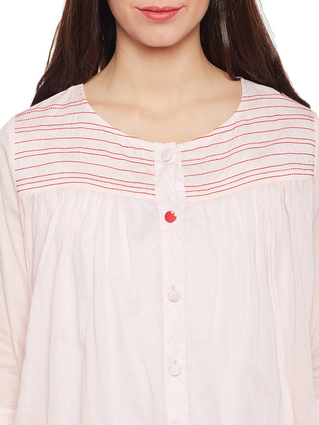 Pink cotton flared top