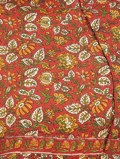 Red Hand Block Printed Anarkali Kurta