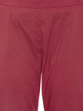 Red cotton straight pant with stitch lines at hem