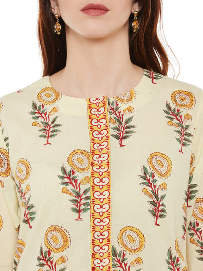 Block printed front open kurta