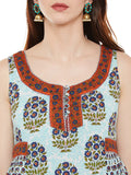 Cotton sleeveless kurta with dual print