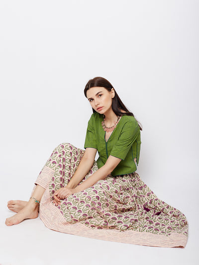 Peach block printed skirt