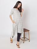 Ikat kurta  with assymetric hem