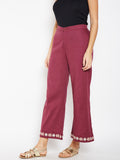 Lyla Woman Palazzo with Bottom Hem Embroidery
