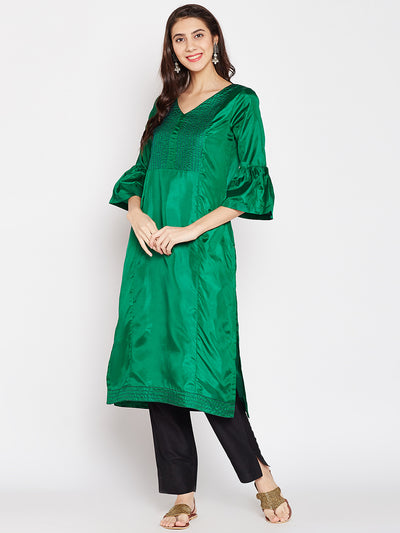 SILK KURTA WITH TASSEL AND STITCH LINE WORK